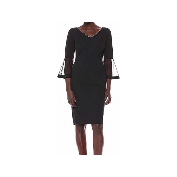 alex evenings bell sleeve sheath dress