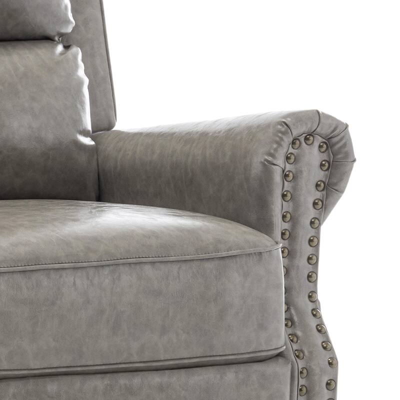 Nail-head Padded Seat Pushback Recliner Chair