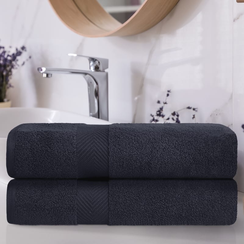 Superior Soft Oversize Zero Twist Cotton Bath Sheets (Set of 2) - Black