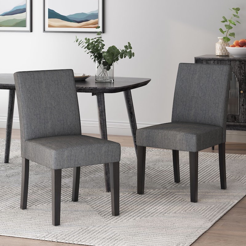 Armless Upholstered Dining Chairs Set of 2, Modern Fabric Side Chair with Tapered Legs Kitchen Dining Chairs