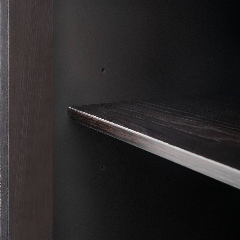 Wood Storage Cabinet with 3 Tempered Glass Doors, Adjustable Shelves,Metal Handles Ideal for Living Room, Study, Entryway