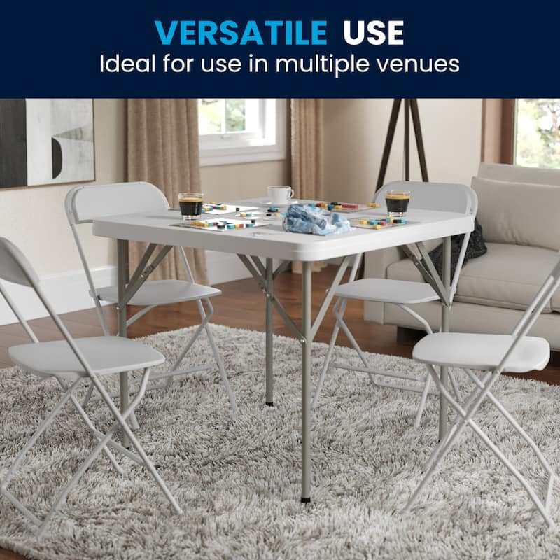 2.85-Foot Square Plastic Folding Table - Event Folding Table - 34.25"D x 34.25"W x 29.5"H