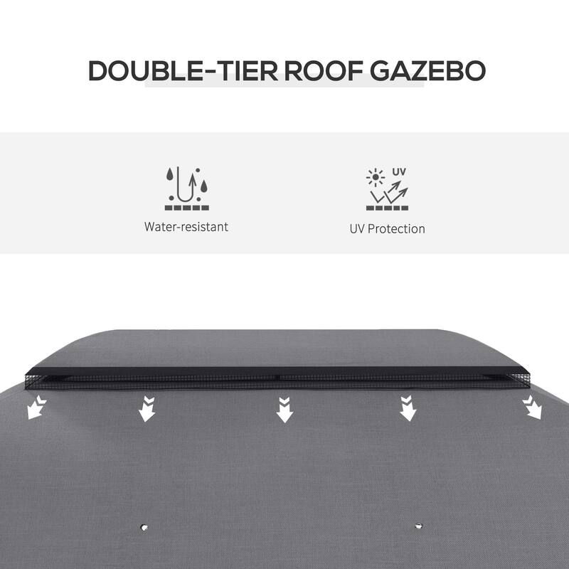 10' x 13' Patio Gazebo with Netting, Vented Roof, and Steel Frame for Outdoor Use