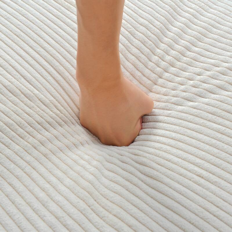 L Shaped Modular Sectional Sofa with Ottoman, Corduroy Upholstered Sleeper Sofa Bed, Corner Sectional Couch with Wooden Legs