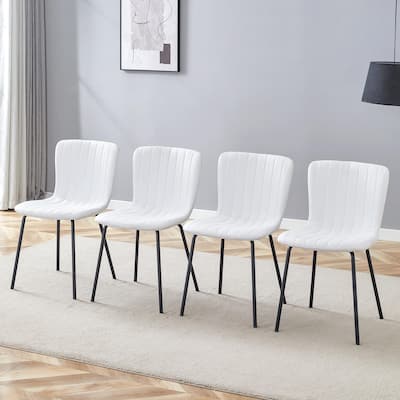 Roomfitters Minimalist Dining Chairs with Black Metal Legs, Upholstered Modern Seat Set of 4 for Interior Décor
