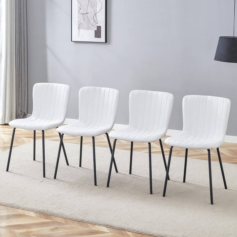 Set of 4 Minimalist Dining Chairs – Premium Black Metal Leg Design for Modern Interiors, Versatile Style Adaptability