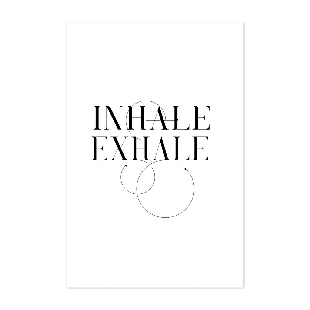 Typo Inhale Exhale White Typography Bohemian Minimal Art Print/Poster