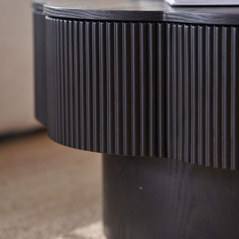 31.50" Flower Shaped Coffee Table with Storage, Wood Veneer & Easy Assembly