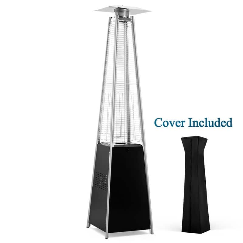 Pamapic 42,000 BTU Outdoor Pyramid Flame Patio Heater with Cover, Wheels