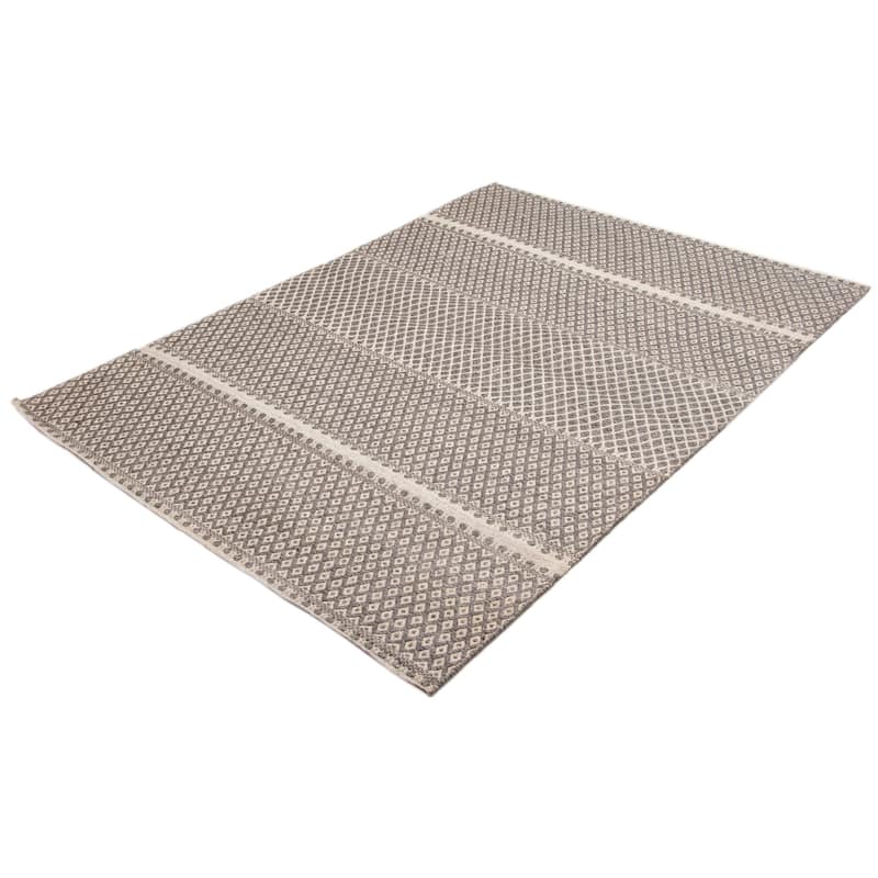 ECARPETGALLERY Hand Tufted Sienna Grey Wool Rug - 6'8 x 9'9