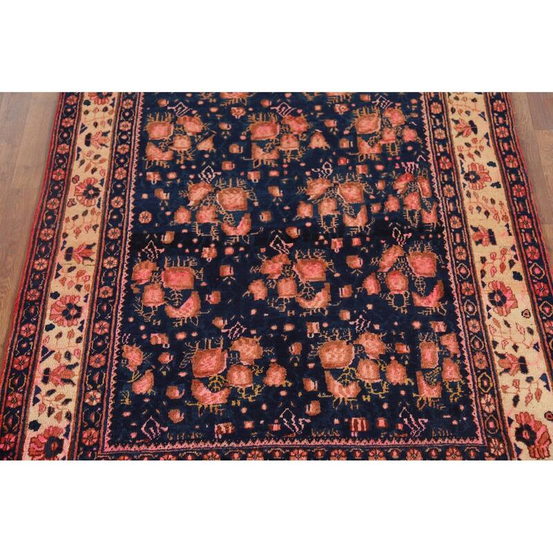 Blue Sirjan Persian Vintage Area Rug Hand-Knotted Wool Carpet - 4'6"x 6'3"