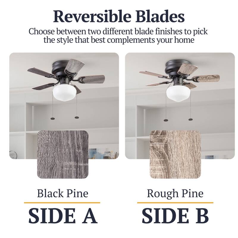 28" Prominence Home Hero Bronze Traditional Flush Mount Indoor LED Ceiling Fan with Light, Pull Chain
