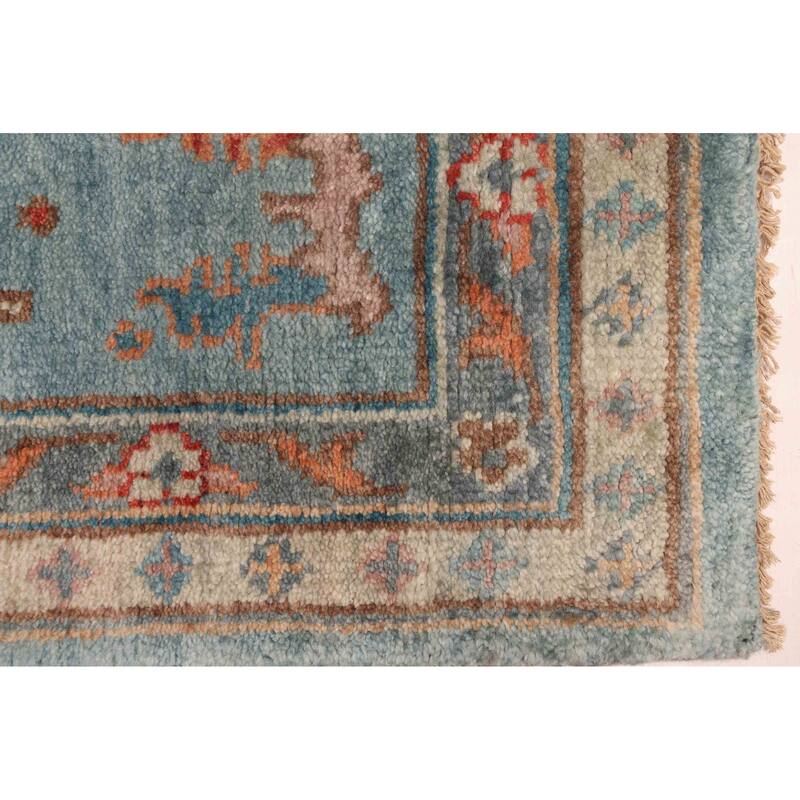 ECARPETGALLERY Hand-knotted Modern Oushak Blue Wool Rug - 9'9 x 14'0