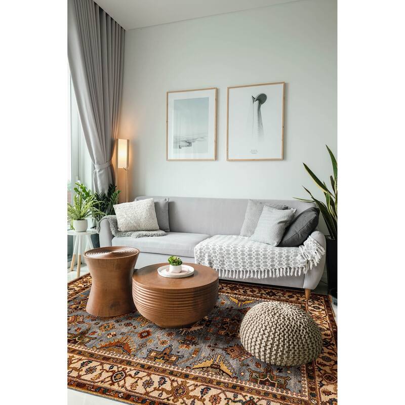 ECARPETGALLERY Hand-knotted Jules Sultane Light Denim Blue Wool Rug - 5'8 x 8'11