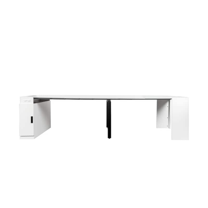 Roomfitters Modern Extendable Dining Table with Built-In Outlet, Multifunctional Expandable Console Table with Storage