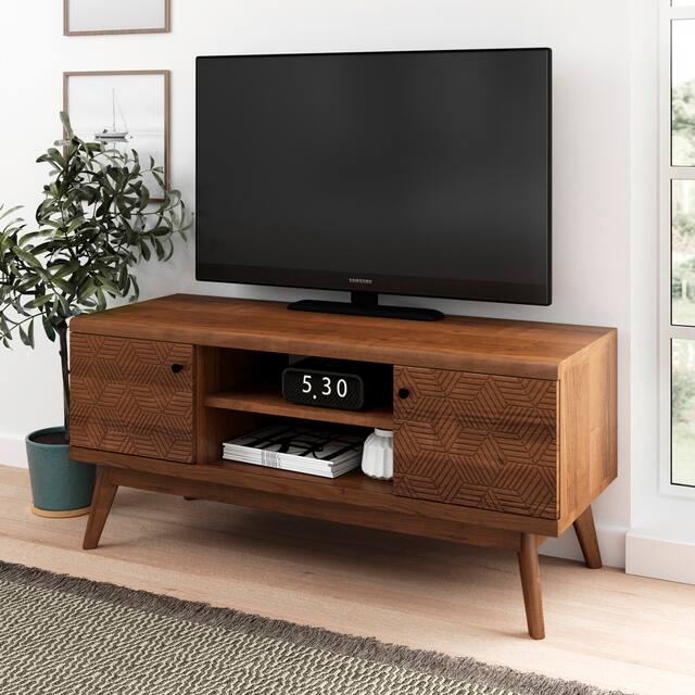 Living Skog Mid-century MDF TV Stand for Tv's up to 50 inches Beige - Walnut