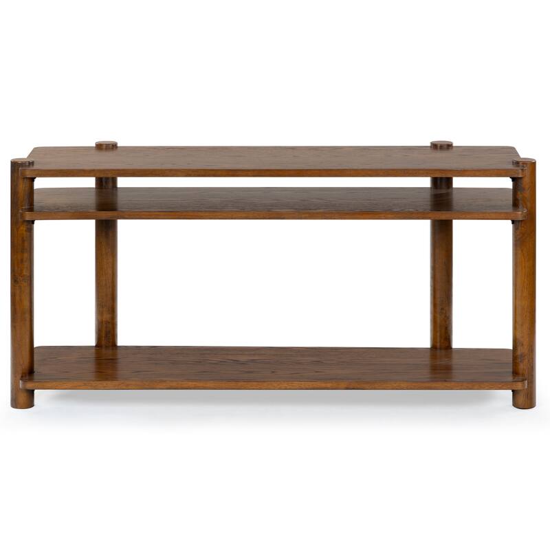 SAFAVIEH Couture Edisyn 3 Shelf Wood Console Table - 60"W x 18"D x 30"H - Medium Oak