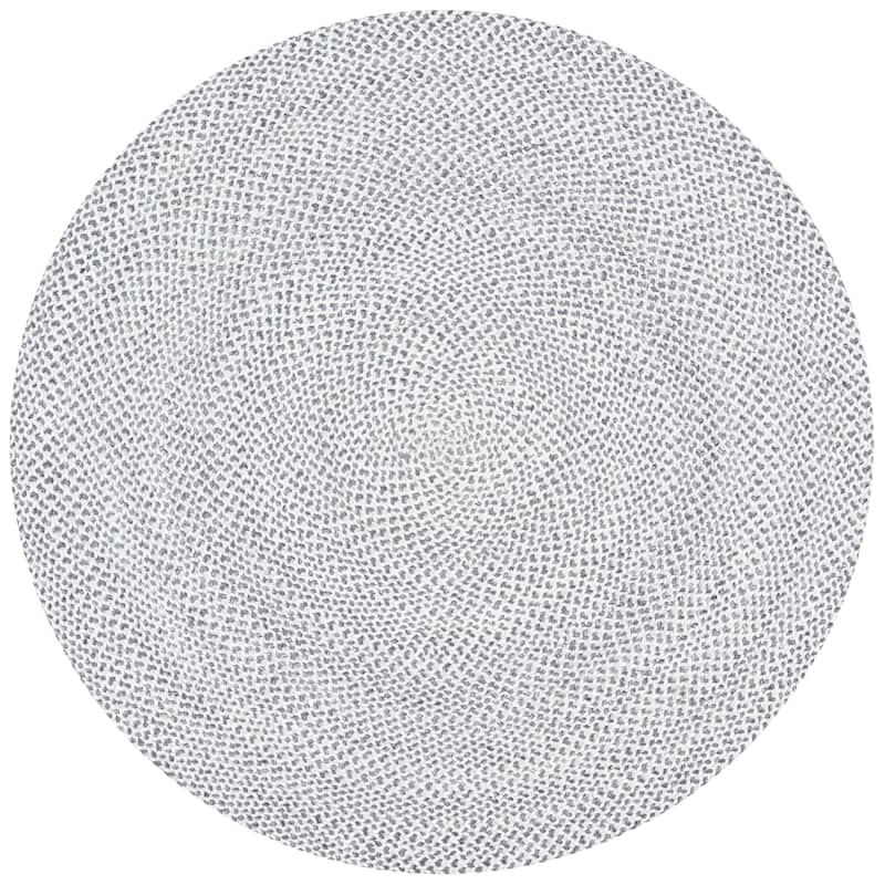 SAFAVIEH, Handmade Handmade Insa Country Geometric Polyester Rug - 5' Round - Grey/Ivory