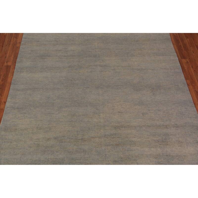Gray & Beige Modern Gabbeh Oriental Area Rug Hand-Knotted Wool Carpet - 6'7" x 9'3"