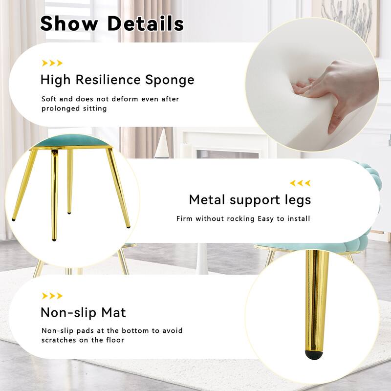 Elegant Side Chair Gold Teal Reception Chair Accent Chair Leisure Chair Meeting Room Chair Office Chair with Metal Legs