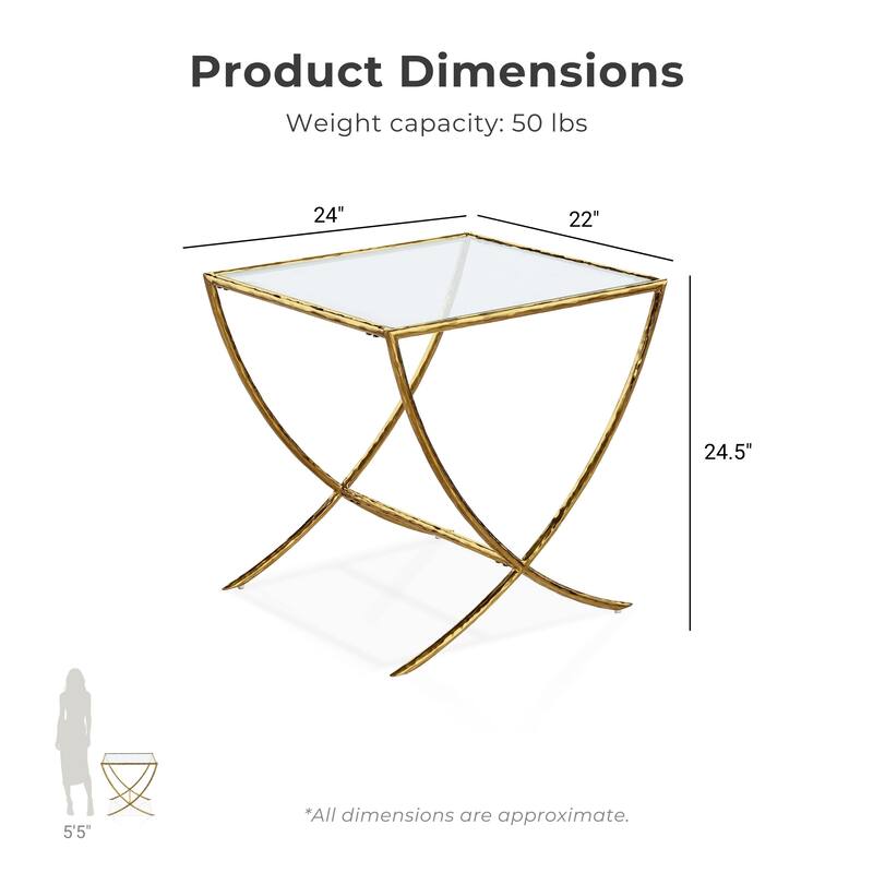Furniture of America Zayen Modern Hammered Metal Accent Side Table