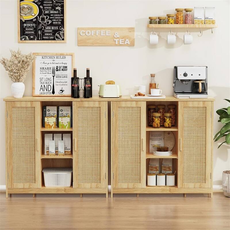 Storage Cabinet with 2 Doors and 4 Storage Shelves - 11.8"D x 35.4"W x 31.7"H