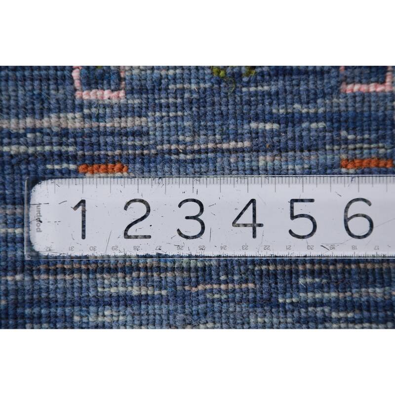 Hand Knotted Oriental 100% Wool Carpet Tribal Tribal Navy Blue & Blues Gabbeh Runner Rug - 9' 9'' X 2' 7''