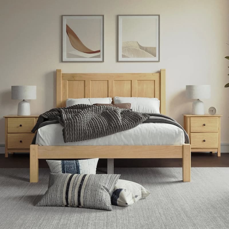 Grain Wood Furniture Shaker Solid Wood Panel Platform Bed - Natural - King