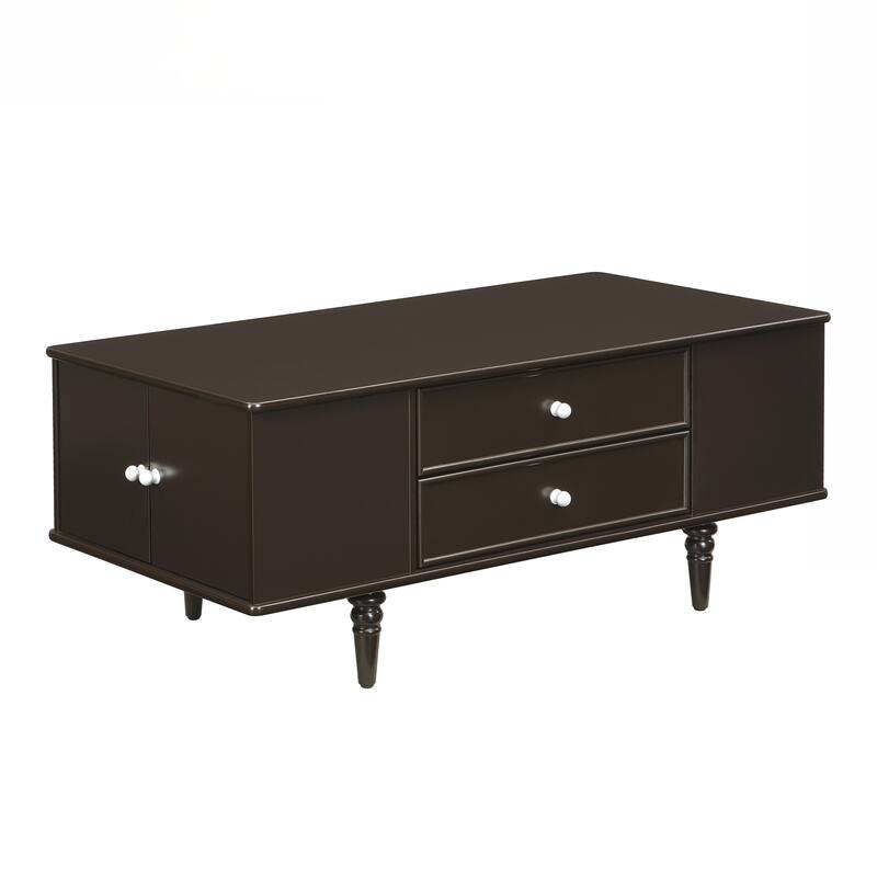 Modern Rectangle Coffee Table with Four Drawers, Two Side Hidden Storage Compartments, 47.2" Wood Coffee Table