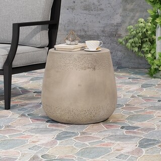 Orion Outdoor Contemporary Lightweight Concrete Accent Side Table by Christopher Knight Home - 19.00"W x 19.00"D x 16.25"H