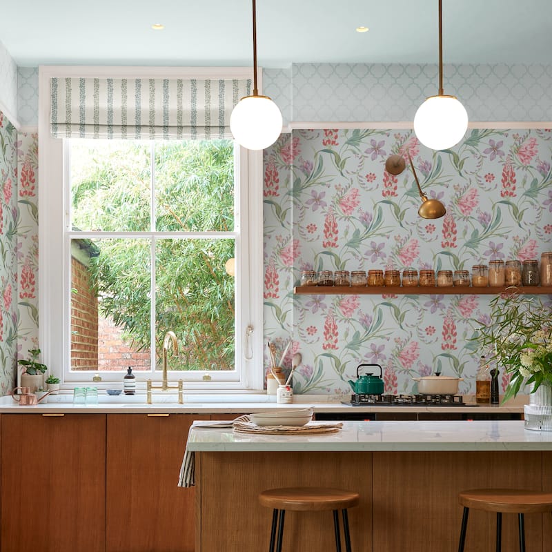 Graham & Brown Botanists Scroll Duck Egg Wallpaper