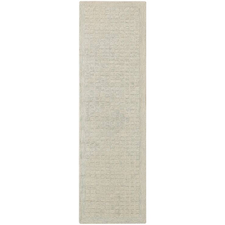 DKNY Pure Grids Indoor only Geometric Area Rug - Light/Blue - 2'3" x 7'6"