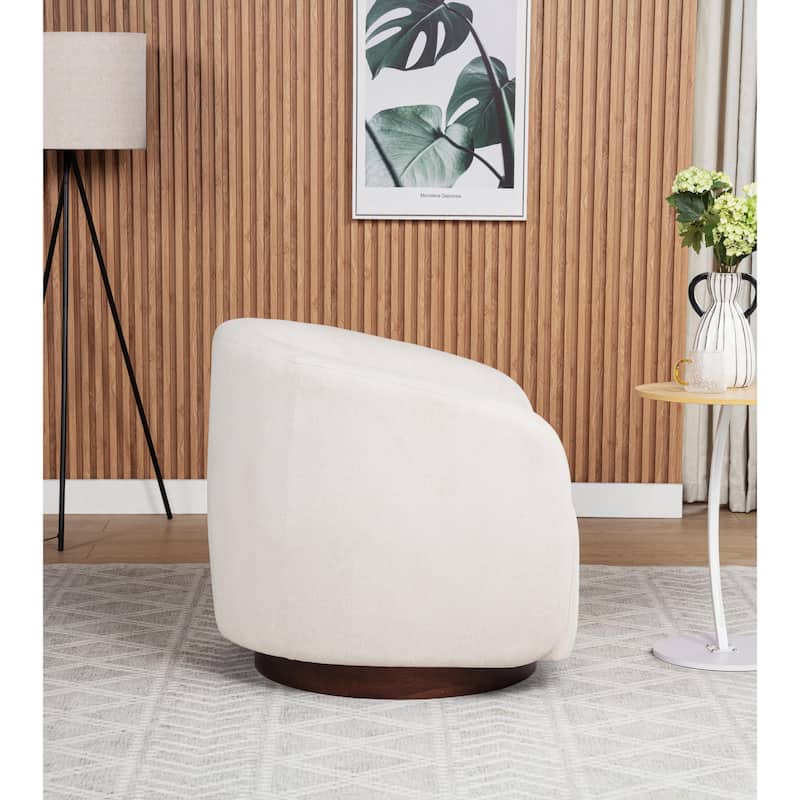 SEYNAR Modern Glam Boucle Fabric Round 360 Degree Swivel Barrel Chair