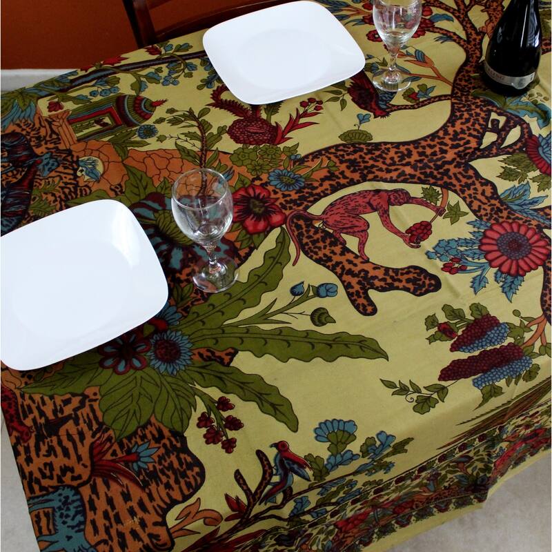 Light Weight Cotton Lively Tree of Life Tablecloth Rectangle