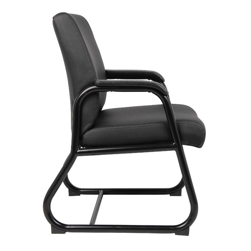 Guest Armchair, Black Antimicrobial Vinyl, Sled Base Frame