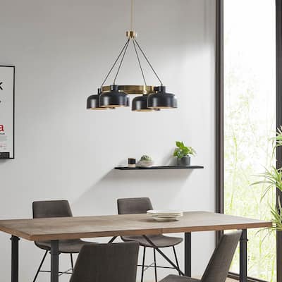 4-Light Metal Shade Chandelier for living room,bedroom,and dining room