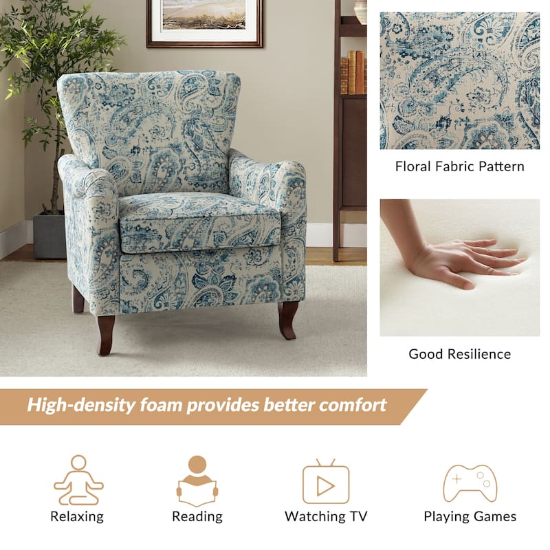 Samouel Modern Floral Upholstered Armchair with Wingback Design Set of 2 by HULALA HOME