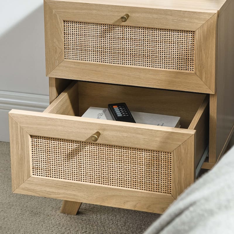 Soma Rattan Weave 2 Drawer Nightstand