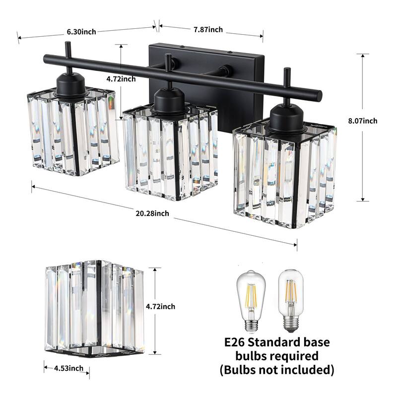 Starsky 3/4-Light Modern Dimmable Bathroom Crystal Vanity Light Wall Sconces with Crystal Shade