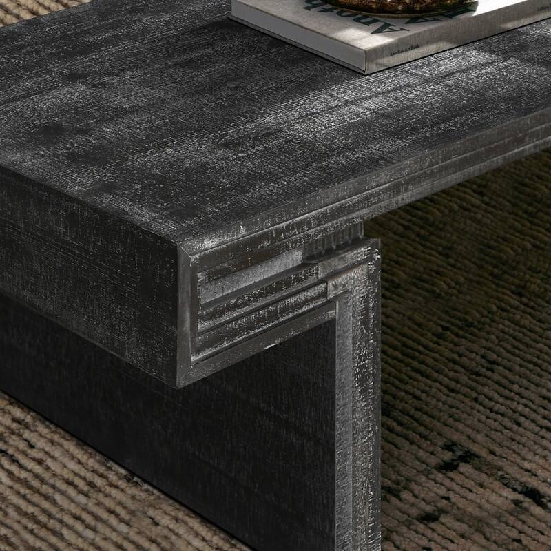 American Vintage Industrial Coffee Table, Premium Reclaimed Wood Texture Rectangular Design