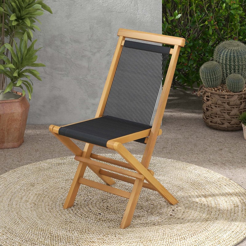 Costway 2/4 PCS Patio Folding Chairs with Woven Rope Seat & Back