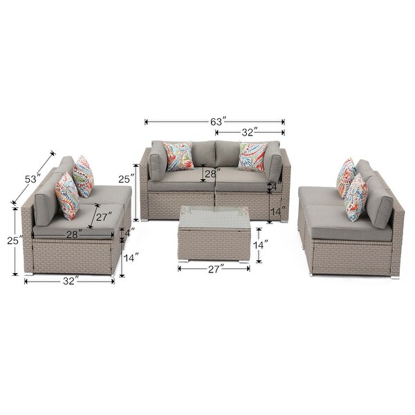 COSIEST 7-Piece Outdoor Sectional Wicker Sofa With Pillows