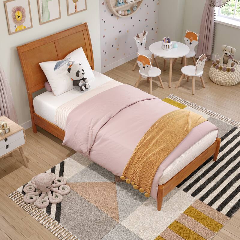 Valencia Solid Wood Low Profile Sleigh Platform Bed