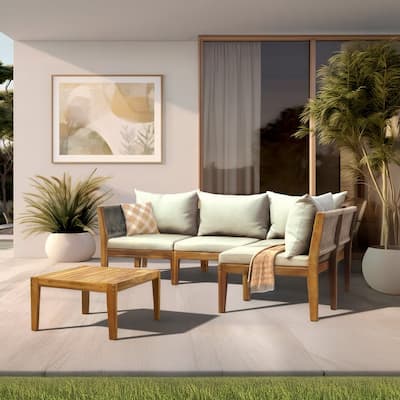 Kinger Home Trena 5-Piece Acacia Wood Patio Furniture Set - 9' x 12'