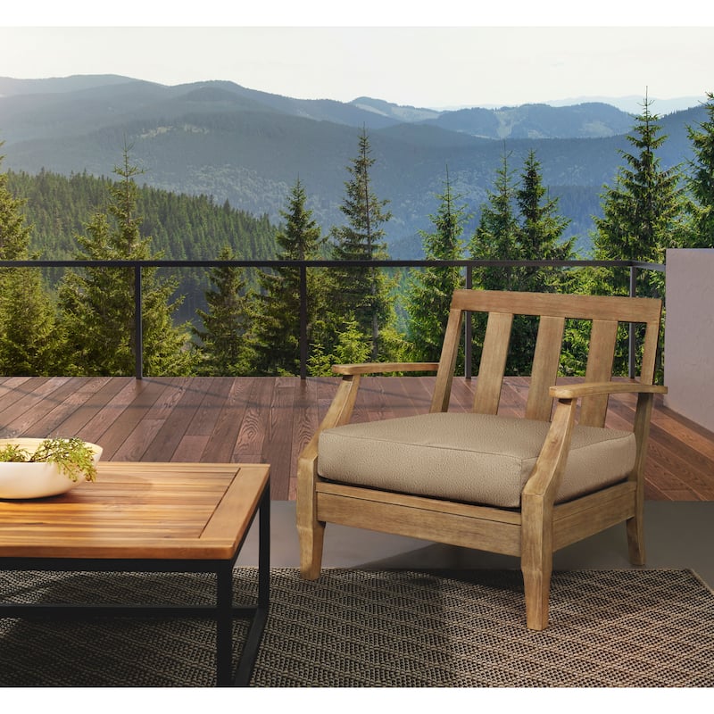 Sorra Home Valdese Boucle Outdoor Deep Seating Cushion - 29 in W x 27 in D x 5 in H - Wheat