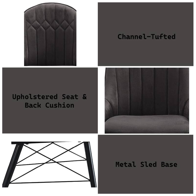 Abraham Dark Gray Fabric & Black Finish Side Chair (Set of 2)