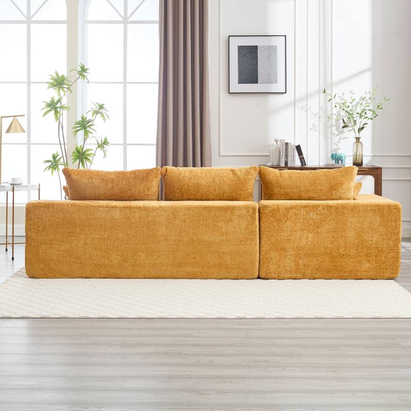 Floor Standing Chaise Lounge Couch L-shape Sectional Sofa with Ottoman