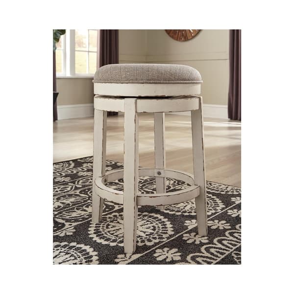 Realyn Chipped White Upholstered Swivel Stool On Sale Bed Bath