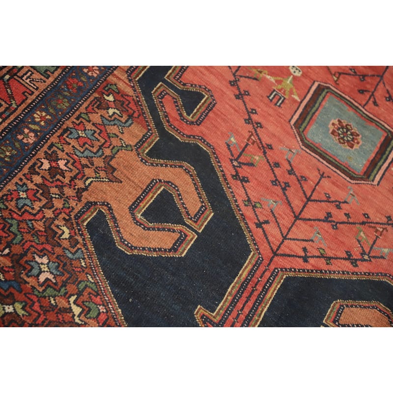 Hand Knotted Oriental 100% Wool Carpet Traditional Medallion Navy Blue & Blues Malayer Area Rug - 6' 8'' X 4' 2''