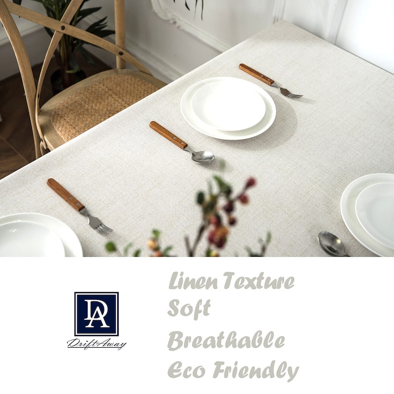DriftAway Pom Pom Tassel Rectangle Linen Textured Decorative Table Cloth